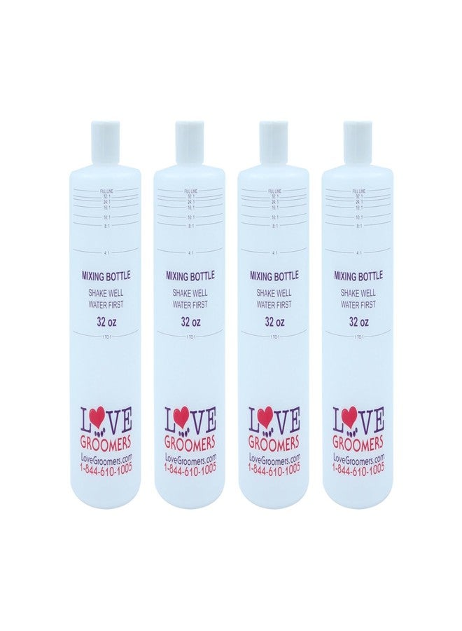 GROOMER ESSENTIALS GROOMER ESSENTALS 32oz Dilution Bottles - Set of 4 - Professional Dog Grooming Mixing Bottles for Shampoo, Conditioner, and Solutions - Image 1